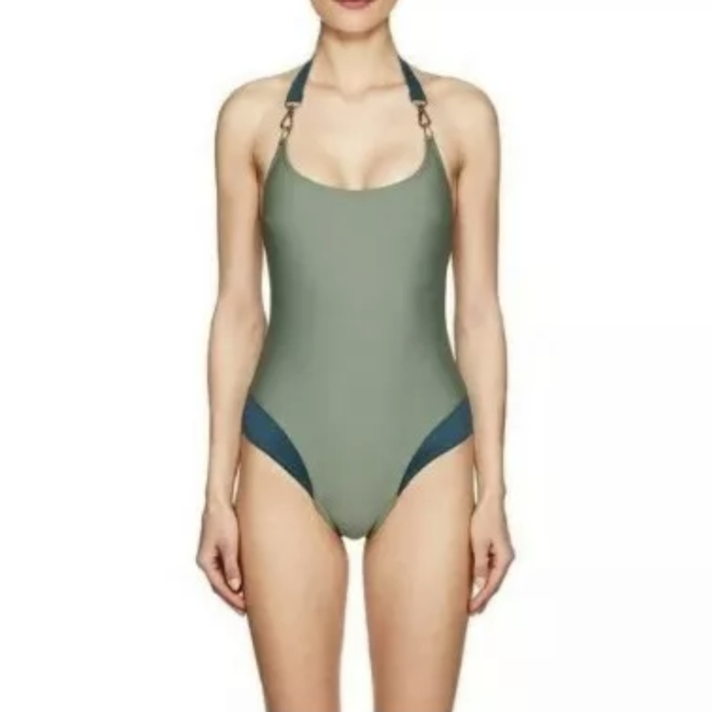 Chromat Colorblock Swimsuit S Rare Style Onepiece Green Blue Made in USA